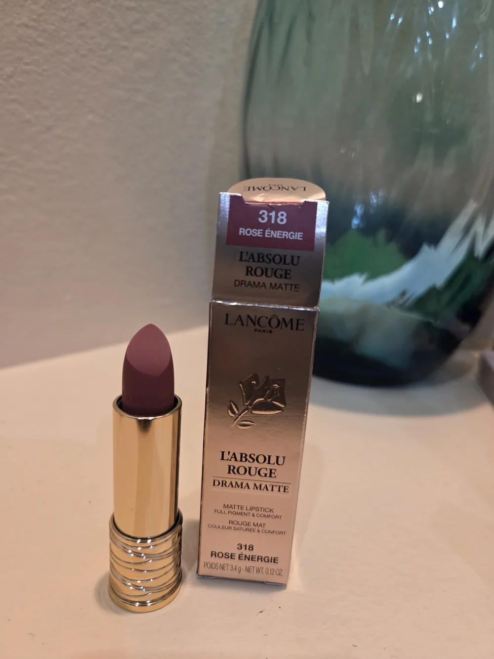 Lancôme L'Absolu Rouge Drama Matte Lipstick 318 Rose Énergie Full Size 3.4g New